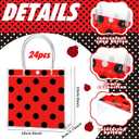 Teenyyou 24 Pcs Ladybug Party Favor Bags Clear PVC Goodie Treat Tote Gift Bags with Handles Ladybug Theme Birthday Party Supplies