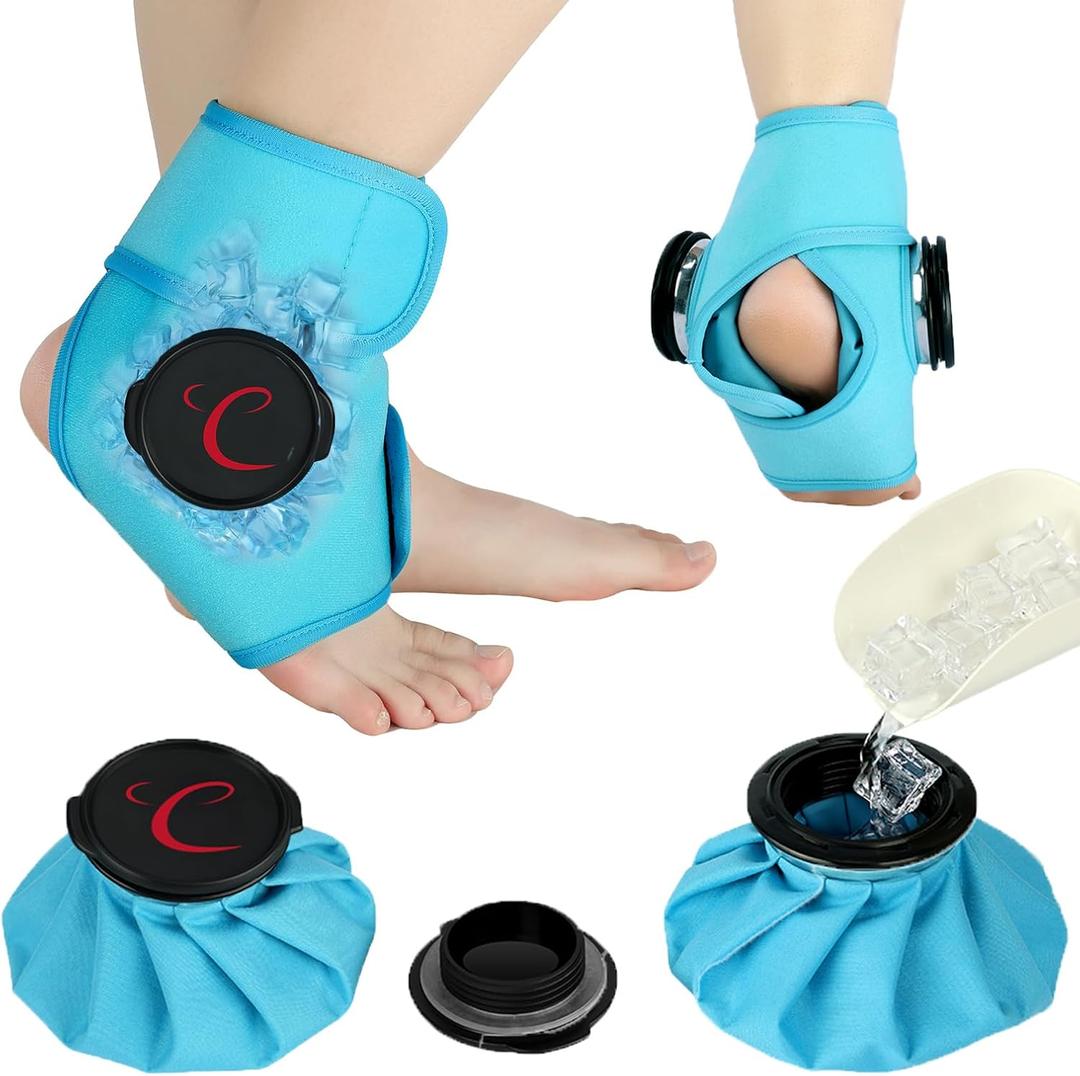 Comfytemp Ankle Ice Pack Wrap, Refillable Wearable Ice Bags for Injuries Reusable, 1H Long Lasting, Hot & Cold Therapy for Swelling, Sprained Ankles, Post Surgery for Men Women - 1Pcs