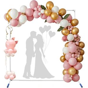 Wedding Arch Backdrop Stand,7x6 FT Metal Arch Backdrop Stand for Ceremony Square Stainless Steel Arched Frame Decoration for Wedding,Birthday,Party,Anniversary,Baby Shower,Garden Decorations
