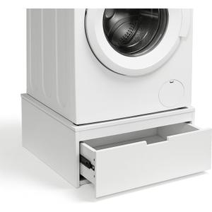Washer and Dryer Pedestals, 11.8" Wood Laundry Pedestal for Washer and Dryer, Ergonomic Washing Machine Stand with Storage Drawer, Supports 500 lbs (White)