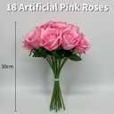 Pink Artificial Roses, Bunch of 18 Fake Pink Roses with Stems, (12") 30cm Silk Flowers Bouquet for Outdoor & Indoor Events Wedding Party Home Decoration & Gifts-DIY & Crafts