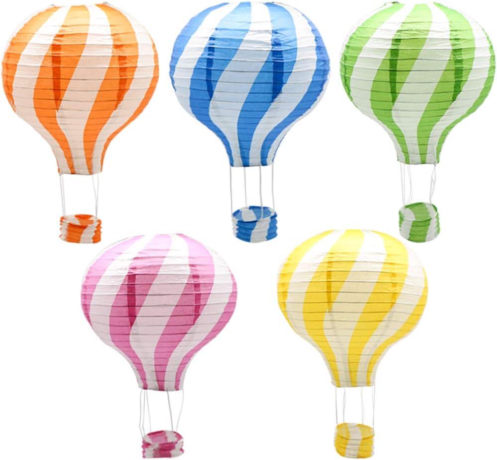 Hanging Hot Air Balloon Paper Lanterns Set, Party Decoration Birthday Wedding Christmas Party Decor Gift, 12 inch, Pack of 5 Pieces (Colourful)