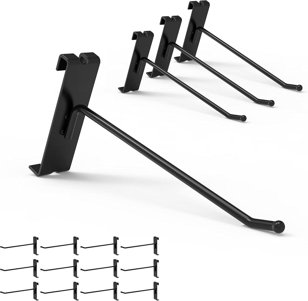 HUHOLE 32 Pack 6 Inch Gridwall Hooks for 3"x3" Wire Grid Panel  Black Heavy Duty Metal Display Hangers (30lb Capacity)  Retail Store Fixtures, Garage Organizer & Trade Show Supplies