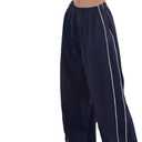 XPONNI Track Women Baggy Y2k Parachute Pants for Women Y2K Clothing(Navy, S, Small)