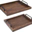 2 Rustic Serving Trays, Elegant Food Serving Boards, Multipurpose Vintage Trays, Wooden Board for Food, Tea, Coffee, Breakfast, black brown
