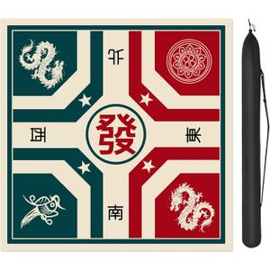33" Mahjong Table Mat  NonSlip Felt, NoiseReducing, Foldable with Carry Bag, Portable Game Mat for Mahjong, Cards & Board Games
