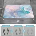 Gibelle Bath Mat Rug Super Absorbent Quick Dry Thin Bathroom Rugs Fit Under Door Non Slip Rubber Backed Bathroom Floor Mat for in Front of Bathtub Sink Shower (17"x24", Blue Pink) (D006)