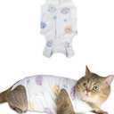 ANWA Cat Recovery Suit - Breathable Cat Onesie for Cats After Surgery Female, Kitten Surgery Recovery Suit Female Abdominal Wounds (Small)