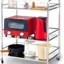 susunnus Stainless Steel Cart with Wheels 3 Tier,Stainless Steel Kitchen Cart,Utility Cart,Metal Cart with Wheels,Suitable for Various Occasions,Movable,Gift Tools