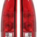 PIT66 Tail Lights Assembly w/Connector Circuit Compatible with 1988-1999 Chevy GMC Silverado Sierra C/K 1500 2500 3500 Red Lens Rear Light Lamps Driver & Passenger Side Luz Trasera