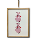 Set of 3, BE MINE Heart Wall Art Set – Elegant Framed Prints with Red and Pink Hanging Hearts, Perfect for Valentine's Day Home Decor & Holiday Home 8-Inch Block Sign - XOXO - 1 ct