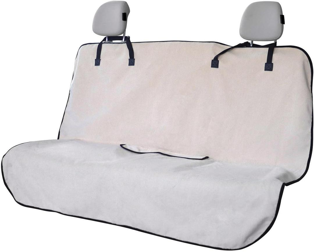 Back Seat Cover for Car Trucks Van SUV,Waterproof Rear Bench Towel Seat Covers for Dogs and Kids,Automotive Backseat Protector (Off-White)