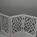 Cut-Out Design 16" Short Dog Gate for Small Dogs, Foldable Retractable Puppy Gate Indoor - Freestanding Lightweight Pet Barrier for Doorways, Stairs, Hallways (Extends to 35", White)