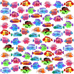 72Pcs Plastic Fish Toys - Tropical & Mini Plastic Fish Set for Children's Party Supplies and Decoration
