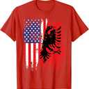 American Flag Shirt Patriotic USA Albania Flag T-Shirt,XS