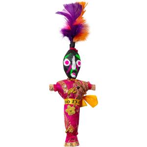 Artisan Owl New Orleans Novelty Voodoo Doll Souvenir with White and Black Pins (Pink)