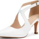IDIFU IN3 Closed Toe High Heels Dress Shoes for Women Pumps Dressy Cross Strap Pointed Toe Heel Work Office Formal Wedding Prom Party Evening Shoes Comfortable Stiletto Heels, US 9