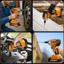 Brushless Impact Wrench 3-in-1 500N.m(369Ft-lbs) Torque Wrench 1/2 Drive with 2x2.0Ah Batteries, 8 Drill Bits, 6 Screwdriver Bits, 4 Sockets, Cordless Impact Gun for automotive Repair and DIY