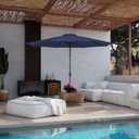 JEAREY 11' Patio Umbrellas Outdoor Table Market Umbrella w/Crank, 8 Sturdy Ribs, UV Protection Windproof for Garden, Deck, Backyard, Pool(Navy Blue)