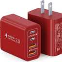 40W USB C Charger Block, 2-Pack 4-Port Type C Fast Charging Brick Dual PD&QC Wall Plug Adapter Power Brick for iPhone 13/14/15/16/17/Pro/Pro Max/Plus/iPad/Airpods/iwatch/Samsung Galaxy (Red)