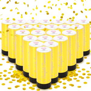 Confetti Cannon 24 Pack Small gold Confetti Poppers ideal for Weddings, Birthdays, Graduations, Baby Showers, New Year's Eve Parties Fun Party Decorations (24Pack, Glod)