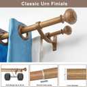 Wood Double Curtain Rods 66-120 Inch(5.5-10ft), Heavy Duty Drapery Rod with Aluminum Alloy Brackets, Adjustable 1-Inch Front and 5/8 Inch Back Double Window Rod with Imitation Wood Grain Finials