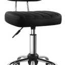 Square Swivel Stool with Wheel Perfect for Work SPA Shop Massage Height-Adjustable and Cost-Effective Rolling Stool Chair with Back (Black)