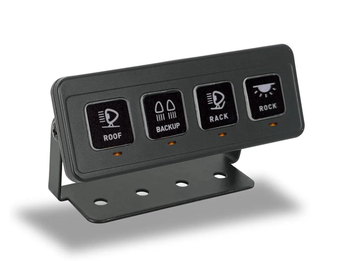 SUNPIE Wireless 4 Gang Switch Panel,Circuit Control Relay System Box Automatic Dimmable Switch Panel Waterproof Multifunction Offroad LED Light Switch Pod Electronic Relay for Truck Car UTV