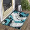 Yafa Home Fashion Modern Contemporary Swirls Design Area Rug, Luxurious, Elegant, and Fashionable Area Rug (Turquoise, 2 ft X 3 ft)