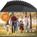 20 Pack Magnetic Picture Frames for Refrigerator 4x6 Inch, Magnetic Photo Frames Reusable, Magnetic Frame Refrigerator Magnets For Pictures Locker Wall Cabinet (Black)