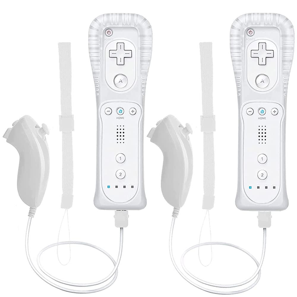Wii Remote Controller, 2 Packs Upgrade Wireless Controller Compatible with Wii Wii U Console(White and White)