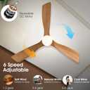 Champagne Gold Luxury Style Ceiling Fan with Light Solid Wood Blade Noiseless Reversible Motor Dimmable Light Memory Living Room and Bedroom Ceiling Fan (Golden04), 52