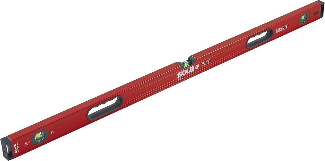 SOLA LSB48 Big Red Aluminum Box Beam Level with 3 60% Magnified Vials, 48-Inch, Non-magnetic