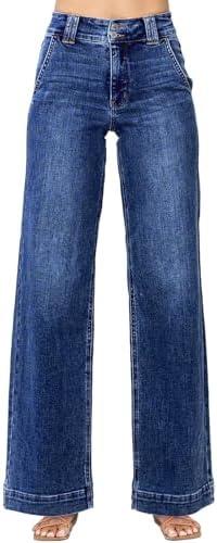 Astylish Jeans for Women Wide Leg High Waisted Stretchy Straight Leg Jean Baggy Trendy 2025 Denim Pants with Slanted Pockets, 16