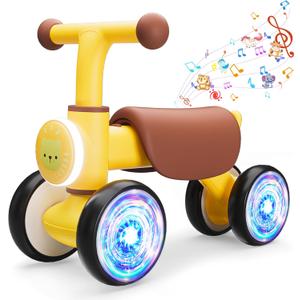 Balance Bike Toys for 1 Year Old Boy, Toddler Toys for 1 Year Old Girls Gifts, Toddler Bike with Colorful Glow Wheel, Soft Music, Cute Animal Sound, One Year Old Birthday Gifts