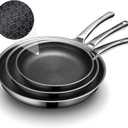 Non Stick Frying Pans Set,Hybrid Pan Set(8+10+12inch) Frying Pans Nonstick for cooking,PFOA Free Induction Cookware Sets,non stick Stainless Steel Skillets,Dishwasher and Oven Safe Kitchen set