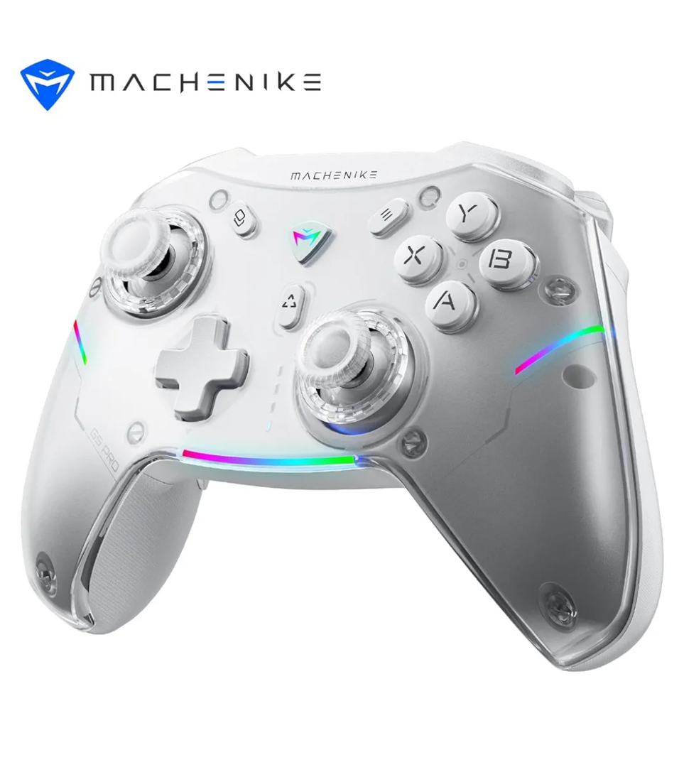Machenike G5Pro Wireless Gaming Controller for Windows PC, Switch, IOS, Android, PC Controller Hall Effect Joystick/Triggers/Gyroscope, RGB Lights, Frost White