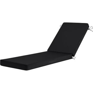 Basic Beyond Chaise Lounge Cushions Outdoor, 3-Layer Waterproof Outdoor Furniture Cushions with Removable Cover and 4 Ties, 72"x21"x3" Patio Lounge Chair Cushions for Outdoor Furniture, Black