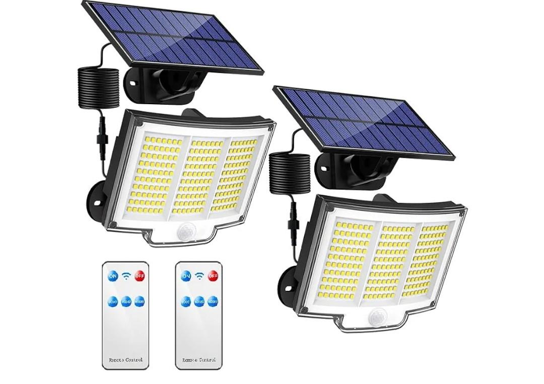 oulac Solar Lights for Outside, 210 LED Motion Sensor Outdoor Lights, IP68 Waterproof Outdoor Solar Lights, Solar Flood Lights Outdoor for Yard, Patio, Garden(2 Pack)