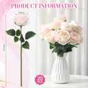 Giegxin 20 Pcs Real to Lifelike Peonies Austin Roses Artificial Flowers, Faux Look Real Long Stems Fake Flower with Big Blooms for Christmas Valentines Wedding DIY Arrangement Home Decor(Light Pink)