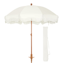 PHI VILLA 7ft Beach Umbrella with Fringe & Sand Anchor, Outdoor Patio Heavy Duty Windproof Portable Tassel Umbrellas for Sand with Push Button Tilt & Carrying Bag, UPF 50+, White(No Base) 