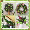 JULMELON 12 Pcs Lime Green Furry Christmas Ball Decor, 3.15 Inch Whimsical Christmas Tree Ornaments Balls with Santa hat Xmas Green Furry Ornaments Ball Hanging Tree Decorations for Home Party Decor