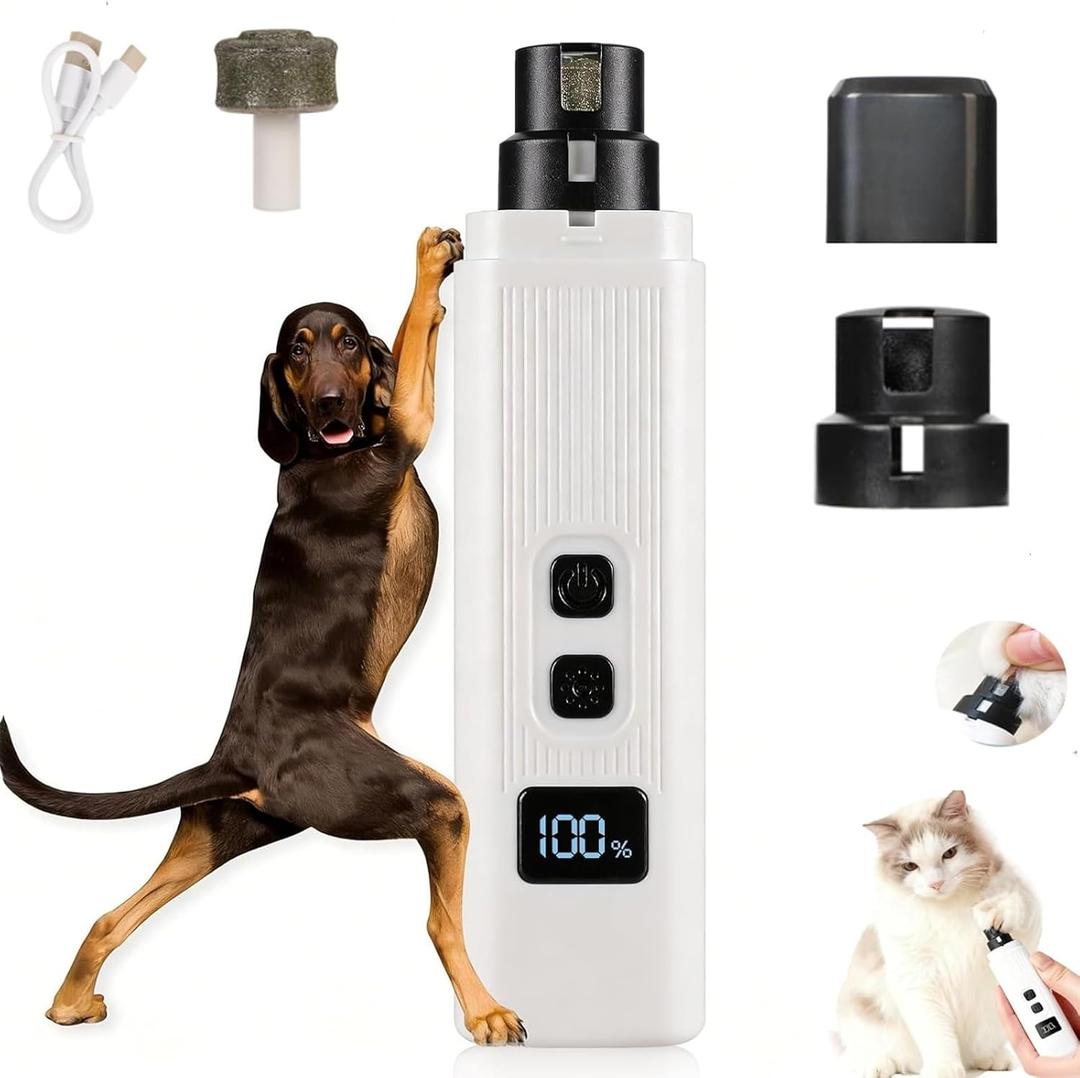 2026 New Cat Nail Trimmer - 2 Adjustable Speeds, 360 Grinding, Ultra Quiet Under 40dB, Safe Powerful Pet Nail Grooming Tool for All Cats & Dogs (White)