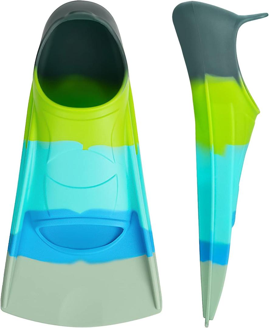 Gintenco Swim Fins, Kids Swim Training Fins for Lap Swimming, Travel Size Flippers with Mesh Bag, Silicone Swimming Fins for Kids Teens Adults Women Men (XS(KIDS 13-1.5), CH03)