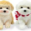 2PCS Cute Squishy Dog Toys - Handmade Squishy Dog Relief Toy, Ultra Soft Silicone Squishies Toy for Kids & Adults, Autism & Anxiety Relief, Fun Gift for Boys & Girls (White-Curry)