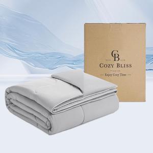 Cozy Bliss Cooling Comforter Queen Size, Double-Sided Cooling Blanket for Hot Sleepers and Night Sweats, Q-Max 0.4 Breathable Summer Comforter Quilt, Lightweight Soft Silky Smooth, Cool Grey (Queen(90"*90"), Cool Grey)