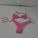 Women's Plaid Gingham Bathing Suit High Waisted Halter Triangle Swimsuit Bikini Set,XS