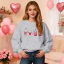 MYHALF Valentines Love Heart Sweatshirts: Womens Valentine Sweatshirts Casual Lovely Graphic Long Sleeve Pullover Tops