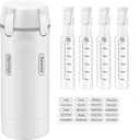 4 in 1 Travel Dispenser Bottle, 30ML*4 Refillable Pack Squeeze Bottles, Portable Leak Proof Travel Toiletry Containers for Toiletries/Shampoo/Conditioner/Shower Gel (White)
