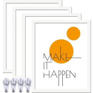 8x10 Picture Frame Set of 4, White 8 x 10 Frame High Transparent Wall Gallery Poster Canvas Photo Frames for 8 by 10 inches
